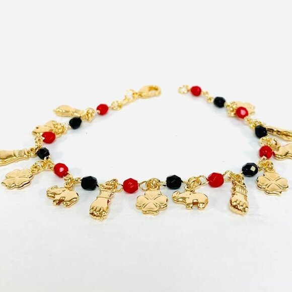 Good Luck Women's Elephant Azabache Hand New Bracelet in 14K Gold Filled - Picture 2 of 4